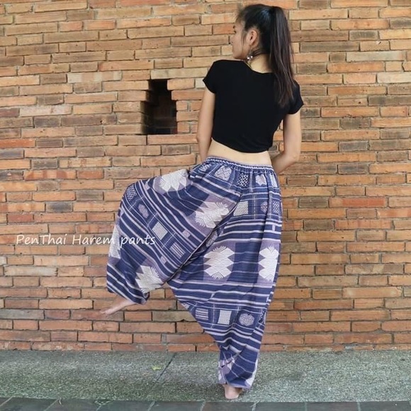 Yoga Harem Pants in Blue - Picture 2 of 5